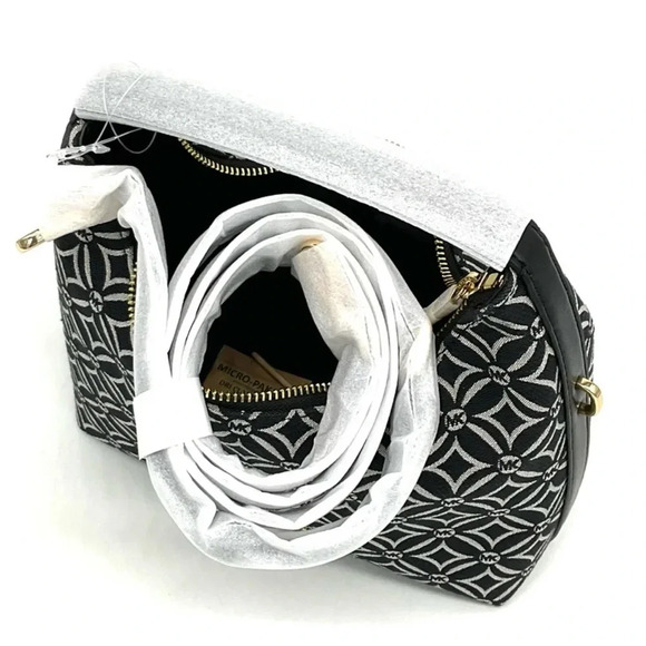 Michael Kors Ember Small Logo Jacquard Messenger Bag Black - Picture 8 of 11